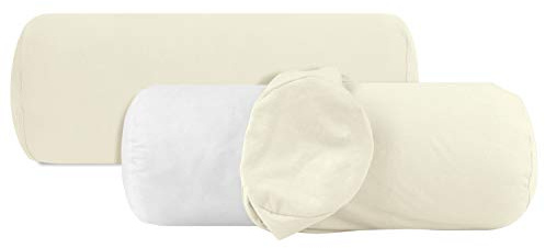 npluseins 2er-Pack Jersey Nackenrollen Baumwollbezug, 40 x 15 cm, Natur | Öko-Tex Standard 100, Reißverschluss, formstabil, strapazierfähig, angenehm weich, waschbar bis 60 °C