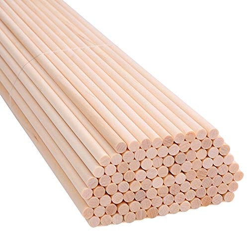 H&S Holzstab Rundholz - 100 Stück - 15cm x 4mm Bastel Holzstäbchen - Lang, Rund und Unbehandelt - Ultra glatte Holzstäbe zum Basteln oder als Holzdübel