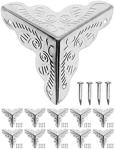 FUXXER 10x Antike Möbel-Ecken, Schutz-Ecken, Eck-Schützer, Kanten-Schutz, 25 x 25 mm, Silber
