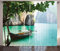 ABAKUHAUS Tropisch Rustikaler Vorhang, Welt Seascape Shore, Wohnzimmer Universalband Gardinen mit Schlaufen und Haken, 280 x 175 cm, Grün Aqua