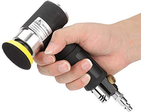 Lijadora de Ángulo de Aire BiuZi AT-1502 Mini Lijadora de Ángulo de Aire Portátil Máquina Pulidora de Ángulo Neumática Excéntrica de 90 ° con Almohadilla de Lijado de 2 Pulgadas Y 3 Pulgadas 1 Enchufe