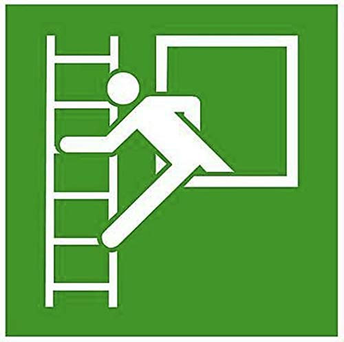Fluchtfenster Rettungsleiter Rettungsfenster Notausstieg Schild nachleuchtend von MBS-FIRE®