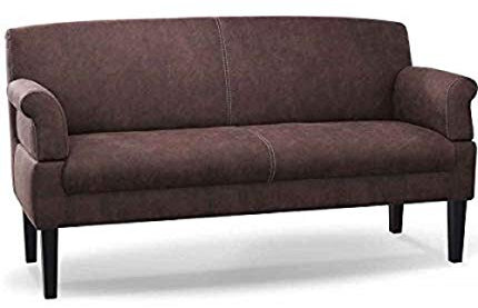 CAVADORE 3-Sitzer Küchensofa Malm, Sitzbank für Küche oder Esszimmer in Lederoptik, Inkl. Armteilverstellung, Federkern und moderner Kontrastnaht, 182 x 97 x 78, Mikrofaser: braun