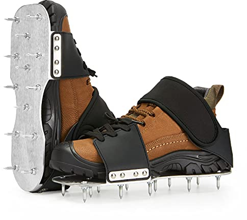 Leweio Epoxy Floor Spiked Shoes -Metal Plate Gunite Spiked Screeding Shoes with 3/4” Short Spikes Perfect for Epoxy Resin