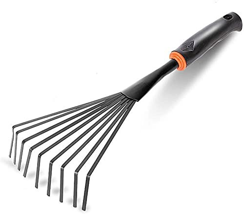 Harke Laubbesen Kleinrechen Rasen Rake | 15,3 Zoll Metallgarten Rechen mit bequemem Griffgriff | Professionelles Gartenarbeitswerkzeug, für schnelle Aufräumen von Rasen und Garten
