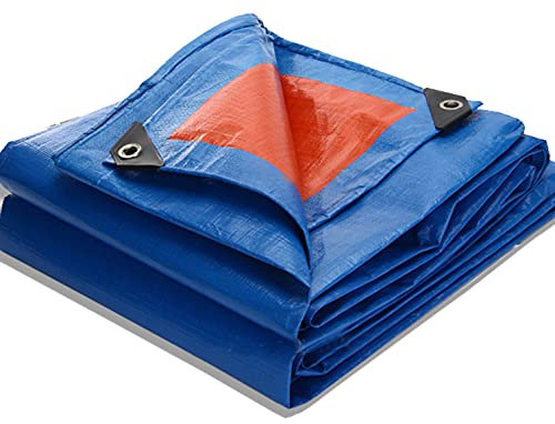 Lona Impermeable Exterior con Ojales,160g/m² Lona de Protección Polietileno PE de Ambos Lados,Cubierta Azul Antipolvo Resistente Al Frío,para Muebles Jardín,Piscina,Coche (4x9m)