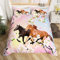 Cheval Housse de Couette Filles Farmhorse Floral Parure de Lit 220x240cm pour Chambre Fleur de Cerisier Chevaux au Galop Décor Ensembles de Housse de Couette Rose Glitter Animal Sauvage 3Pcs