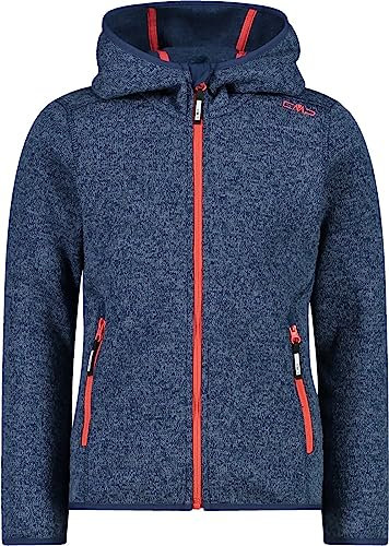 CMP - Giacca in Knit-Tech da bambini con cappuccio fisso, Blue-Red Kiss, 116
