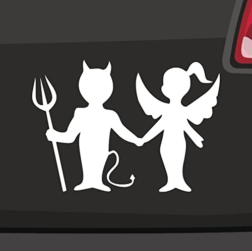 Engel und Teufel Aufkleber -6 Größen 21 Farben- Himmel Hölle Freunde Angel Devil