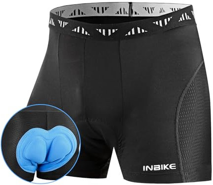 INBIKE Culotte Ciclismo Hombre Bicicleta Culote Corto Gel Pantalon Mountain Bike MTB Bici Ropa Interior Ciclista Enduro Elástico Transpirable Negro XXXL