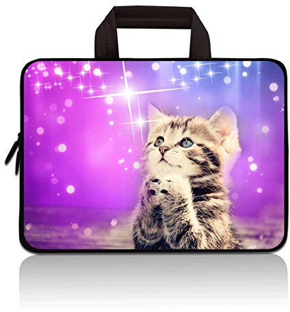 HAPLIVES Universal 7~9 inch Kids Tablet Portable Neoprene Zipper Carrying Sleeve Case Bag Fits 7 8 8.5 8.9 9 iPad mini 5 4 3 2 1, Galaxy Tab A 8.0 (Cute Cat)