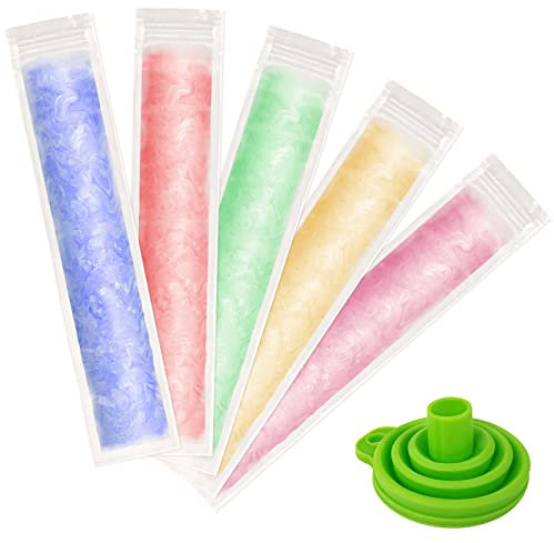 LIUCONGBD 150 Stück Einweg-Eis am Stiel Formen mit Trichter, Eis-Pop-Formen mit Reißverschluss, Gefrierröhren für gesunde Snacks, Joghurtstäbchen, Saft, Eis, Süßigkeiten