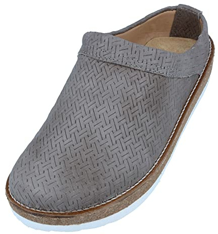 HAFLINGER Travel-Classic Eleganter Clog aus Leder mit Eva-Sohle Grau (Braided Perlgrau 1689), Gr. 36