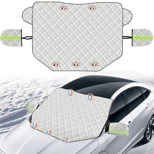 drado Auto Frontscheiben Abdeckung, Winter Windschutzscheibenabdeckung mit Magnetbefestigung+Seitenflügel Spiegel Abdeckung, Schutz vor Schnee, Frost, Regen, UV, Staub für die Auto, SUV (1.45x1.18m)