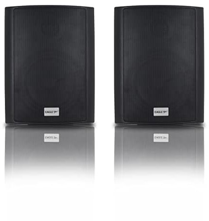 Eagle 40W 6.5 100v Line or 8 Ohm Outdoor Black Speaker (Pair). Outdoor, Waterproof, Low Impedance, IP54 Rated, Speakers