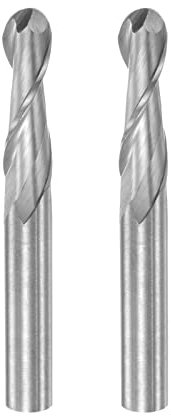 sourcing map 2pcs Ball Nose End Mill 6mm Diameter 22mm Cutting Length 6mm Shank High Speed Steel 2 Flutes Spiral Upcut CNC Router Bits
