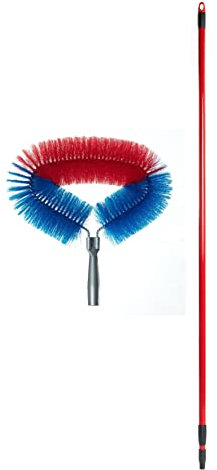 Cepillo limpiatechos y Paredes, telarañas, Ventiladores de Techo con Rosca 22 mm para acoplar Palos fijos o Extensibles (Cepillo con Palo 3 Metros Colores ALEATORIOS Azul O Rojo)