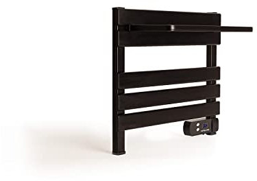 CREATE / Warm Towel Mini/Porte-Serviettes électrique sur Pied ou Mural Noir avec étagère / 52,3x8x55,8cm / Faible consommation, sèche-Serviettes, Silencieux, Ultra-Fin, 150 W