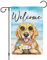 Louise Maelys Welcome Summer Dog Gartenflaggen, 30,5 x 45,7 cm, doppelseitig, Jute, Sommer, Strand, Golden Retriever, Garten, Hof, Haus, Flagge, Banner, vertikal für draußen, saisonale