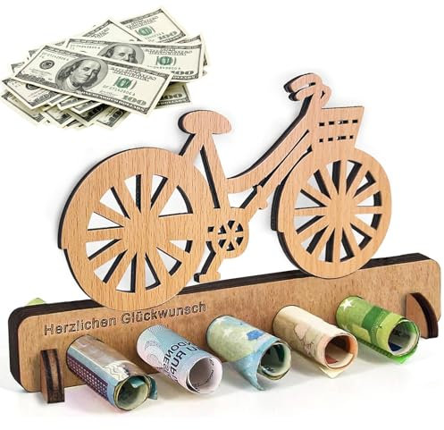 HELOVGE Originelle Geburtstag Geldgeschenk Holz,Fahrrad Geschenk,Fahrrad Deko,Geldgeschenk Für Radfahrer,Geschenke Aus Holz - Geschenke Geldgeschenk Für Freunde, Familie, Liebhaber.