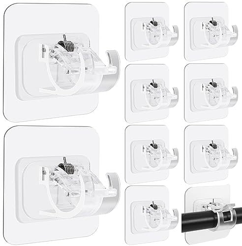 10PCS Self Adhesive Curtain Rod Bracket, No Drilling Curtain Pole Wall Brackets for Home Bathroom Kitchen