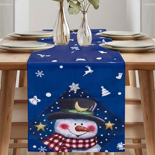 Tischläufer Frühling, Tischläufer Herbst, Tischläufer Winterlich, Tischläufer Weihnachten Modern, Tischläufer Sommer, Tischläufer Dekor, Tischläufer Blumen, Tischläufer (Blau, 40 x 140 cm)