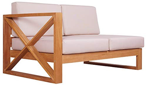 Teako Design Outdoor Ecksofa Molveno Gartensofa Links Massivholz Teak, FLEGT-Lizenziertes Teakholz, Holzsofa, Sitzecke Garten, Terrassenmöbel, Loungemöbel