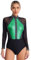 Jowowha Women's Sparkling Rhinestones Mesh Long Sleeve Gymnastics Leotard BodySuit Dance or Tumbling Green M