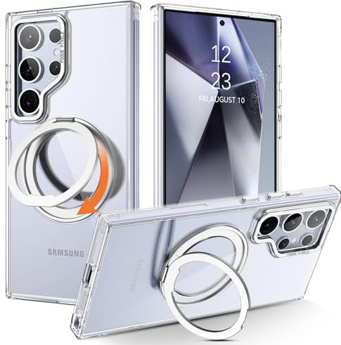 BENTOBEN für Samsung Galaxy S24 Ultra Hülle für MagSafe mit Ständer, Samsung S24 Ultra Hülle[360° Magnetisch Ständer Ring] Kabellos Dünn TPU Cover Case Handyhülle Samsung S24 Ultra 6.8, Transparent