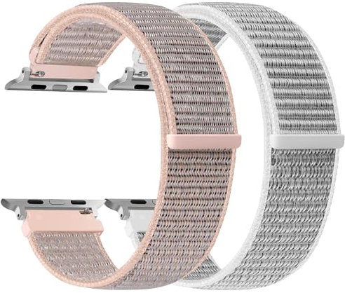 enkic Nylon Armband Kompatibel mit Apple Watch Armband 49mm 46mm 45mm 44mm 42mm 41mm 40mm 38mm Damen Herren, 2 Stück Ersatz Sport Uhrenarmband für iWatch Series 10 9 8 7 6 5 4 3 2 1 SE Ultra 2 Ultra