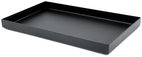 Edelstahl Dekotablett schwarz | Ablageschale für Küche und Bad, rechteckig (Groß) | Deko Tablett schwarz matt | Bad Organizer, auch als Schmuckschale geeignet | Badezimmer Deko