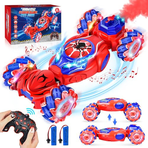 Herenear Ferngesteuertes Auto, 4WD RC Stunt Twist Car, RC Car Auto mit Licht und Sprühen, Drift Car Spielzeug 2,4 GHz, 360 Drehung Ferngesteuert Auto Geschenk Kinder 3 5 6 7 8 9 Jahre