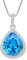 FJ Tropfen Halskette Damen 925 Sterling Silber Aquamarin Kette März Geburtsstein Anhänger Schmuck Geschenke für Frauen