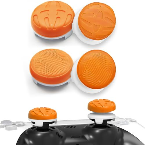 TEUVO Thumb Joystick Gommini, 4 Pezzi Silicone Copertina Thumbsticks Grip per PS4 e per PS5 per Migliorare Puntamento, Controllo e Precisione, Ridurre Pollice Scivolamento, Arancione