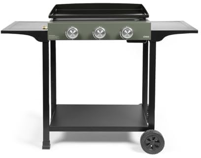 LIVOO - Plancha gaz 3 brûleurs sur chariot DOC326 - puissance totale de 7,5 kW, 62 x 34,5 cm, 6 à 8 personnes, butane et propane