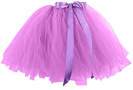 Gonna in tulle, da donna, colorata, corta, da principessa, retrò, da ballo, da ballo, da ballo, per cosplay, Lilla, Einheitsgröße