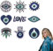 NICENEEDED 9 Pcs Evil Eye Embroidered Iron On Patch, Blue Devil's Eye Embroidery Patches, Polyester Applique Patches for Sewing DIY Craft Clothing Jacket Jeans Backpack Hat Decoration
