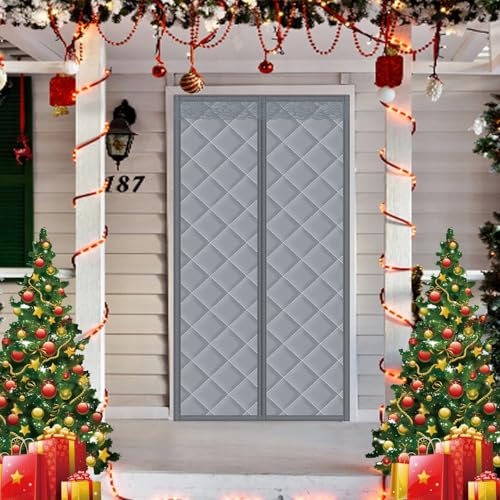 Isolant Thermique Isolation Porte 140 x 275 cm Anti Froid, Obscurcissement, Insonorisation, Sans Perçage Rideau Thermique Isolant Anti Froid Porte pour Chambre/Restaurant, A