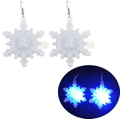 fdsmall Weihnachtsohrringe LED Blinkende Ohrringe Xmas Weihnachtsmann Schneemann Schneeflocke Weihnachtsbaum Ohrringe mit Lichtern Weihnachtsbeleuchtung Party Urlaub Schmuck Set (16)