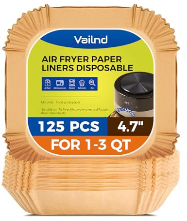 Small Air Fryer Liners Disposable, 2 QT Parchment Paper for COSORI 2.1 Qt Air Fryer, 125PCS 4.7 Inch Square Baking Paper Sheets for Mini Airfryer Basket