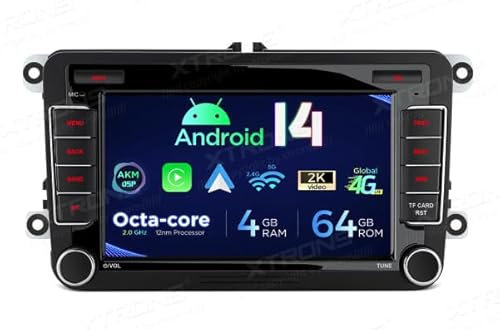 XTRONS PX74MTVL Radio GPS para Volkswagen, Seat, Skoda, Android 14, WiFi, Carplay Android 4G