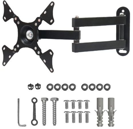 TV Wall Bracket Mount for Most 14-32 inch,Swivels Tilts Wall Mount for LED, LCD, OLED Flat Screen Flat & Curved TV,VESA 75x75-100x100mm up to 13kg