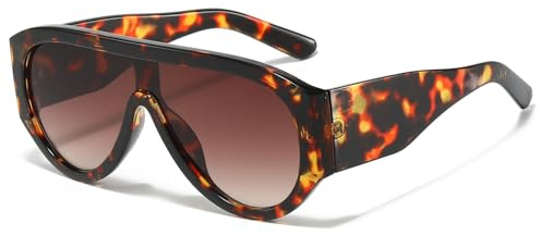 Long Keeper Übergroße Pilotenbrille für Damen Herren Vintage Quadratische Sonnenbrille Retro Trendige Flat Top Pilot Sonnenbrille UV400