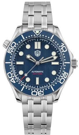 watchdives Automatikuhren für Herren WD007ST 39mm, 316L Edelstahl NTTD Taucheruhr NH35 Gewölbte Saphirglas Armbanduhr 200 m Wasserdicht