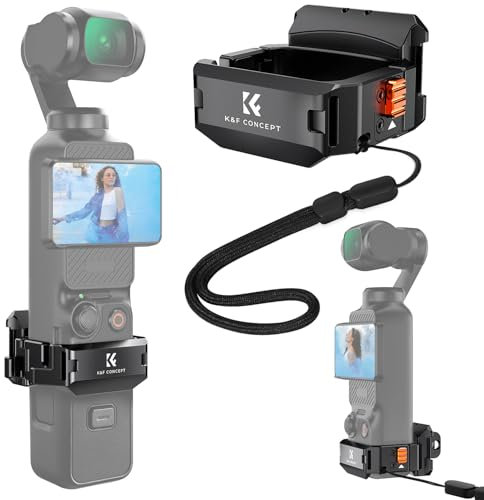 K&F Concept Erweiterungsadapter für DJI Osmo Pocket 3, Aluminium Schutzkäfig Metallhalterung mit 1/4'' Schraubenlöchern Action Camera Interface, DJI Osmo Pocket 3 Zubehör Quick-Release