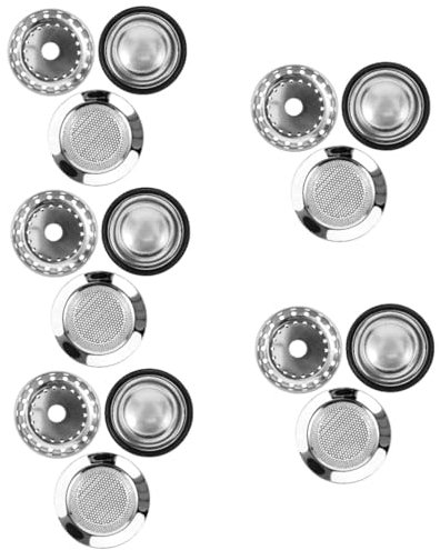 NUOBESTY 5 Juegos Enchufe de Sello de Agua para lavavajillas sumideros Filtrar Accesorios drenar colador de Acero Inoxidable colador de Drenaje del Fregadero de la Cocina Caucho Plata