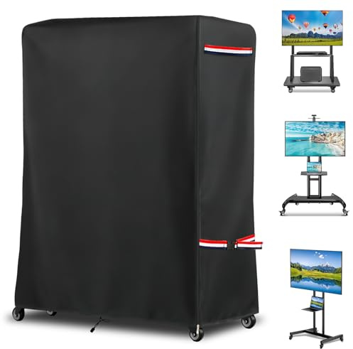 Outdoor TV Cover 48 Inch Weatherproof,Heavy Duty 600D Waterproof Rolling TV Stand Cover with Zipper for 45-50 Inch TV,Patio TV Protector Covers for Portable TV Stand On Wheels,59Lx15Wx55H