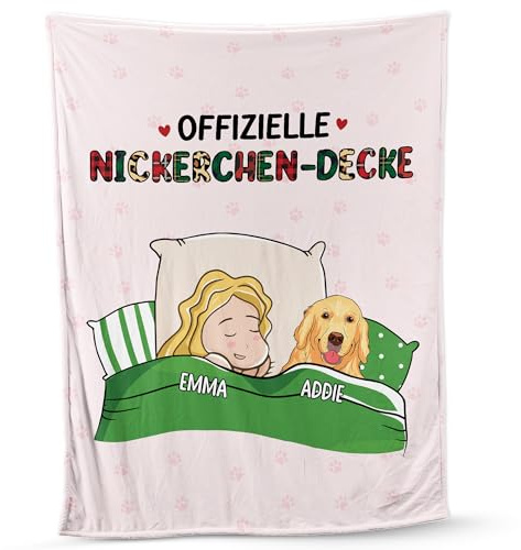 Geschenke Mall Personalisierte Kuscheldecke - Offizielle Nickerchen Decke mit Hund - Decke Personalisiert, Personalisierte Decke Mit Foto (Hunderasse - D-F)