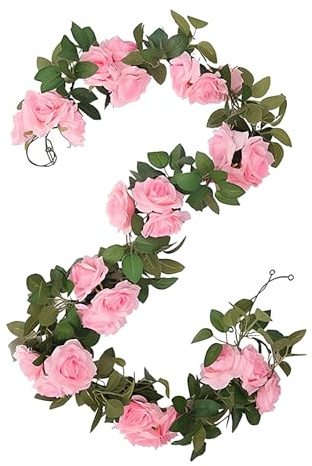 Künstliche Blume Girlanden, 5.91FT Hochzeitsdeko Rosengirlande, Rose Vine Deko Girlande, für Party,Draußen,Hochzeit Party,Terasse Hochzeitsbogen Terrassedekoration