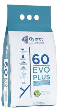 Stucco in polvere Gyproc Evoplus 60 per la stuccatura e la finitura delle lastre in gesso rivestito 5 kg
